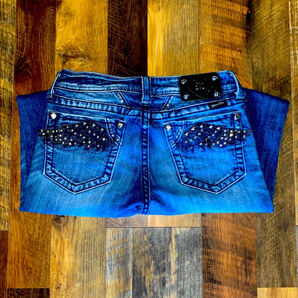 Miss Me Embellished Rhinestone Angel Wing JP5331T4 Straight Jeans Sz 28 LIKE NEW